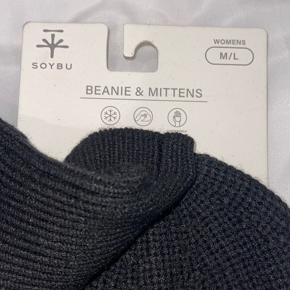 ❤️NWT!❤️ SOYBU Beanie & Mittens.Womens M/L. Soft handfeel, Convertible Mittens. - Picture 3 of 9